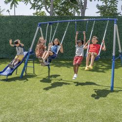 Sportspower Arcadia Metal Swing Set with 5ft Slide