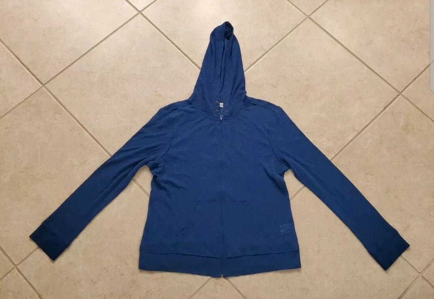 Women's Caribbean Joe Hoodie Lightweight Thin Zip Jacket Size XL Blue