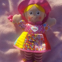 Tomy Lamaze Soft GIRL DOLL Activity Toy Clip On Stroller Carseat Yellow Dress