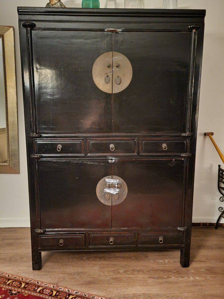 Chinese Armoire. Large 2 Cabinet/ 6 Drawers 