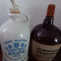 Old Whiskey Bottles and Pitchers