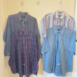 Lot of 4 Van Heusen Size L BUTTON DOWN Long & Short Sleeve SHIRTS