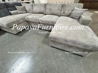 NEW Sectional Sofa with TWO LOUNGE CHAISE Set Fabric U Shape Seccional Set Couch BIG SALE Discount Modern Furniture Warehouse Black Ashley Style