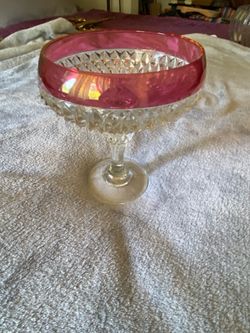 Vintage Indiana glass with ruby band candy dish