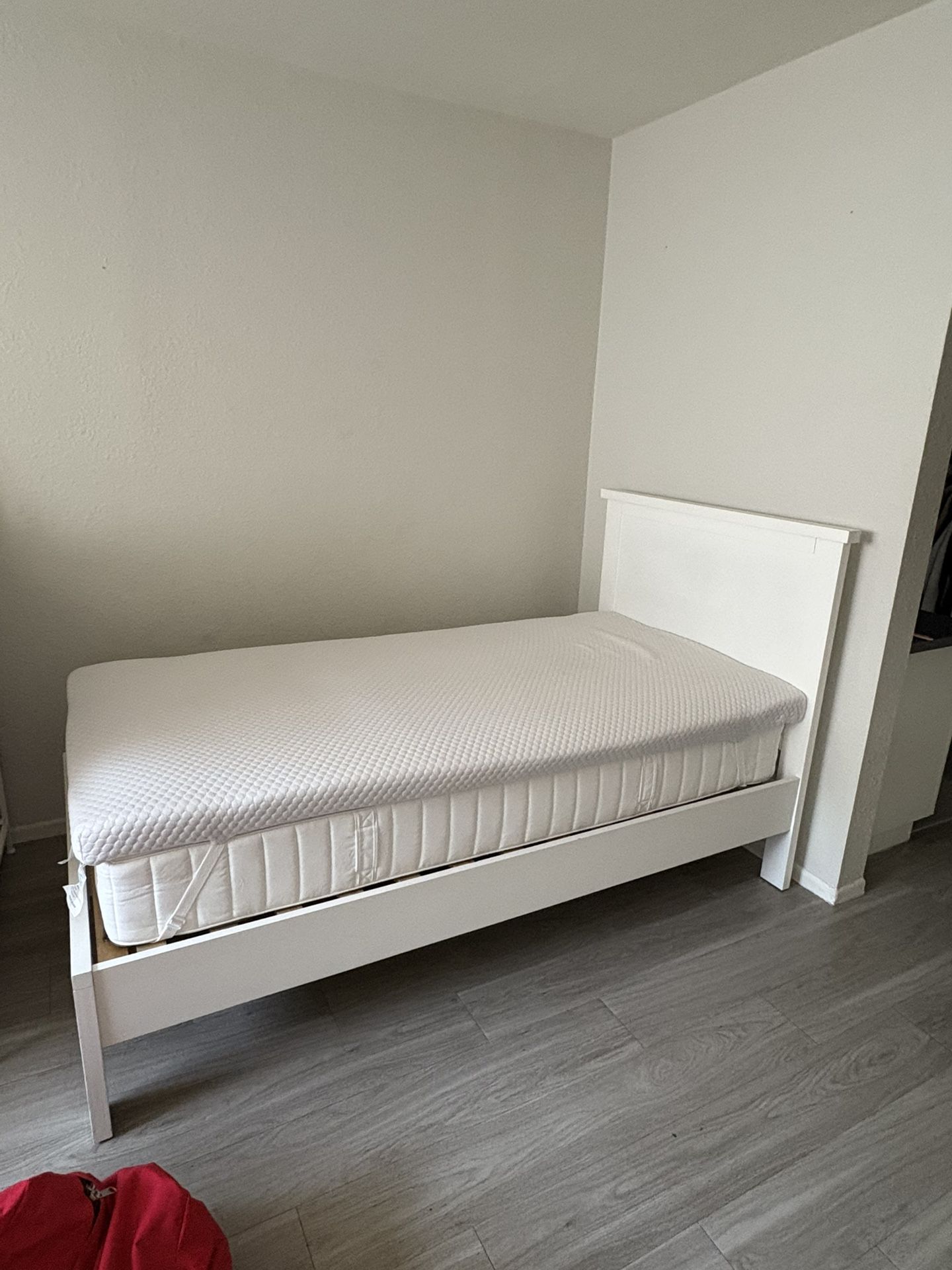 IKEA Twin Bed Frame, Mattress, & Mattress Topper