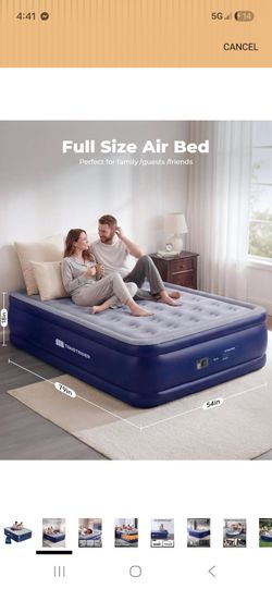 Full Size Air Mattress with Built in Pump, 18'' Raised Blow Up Mattress in 3 Mins Inflation/Deflation,Double Inflatable Air Bed for Guests & Home, Out