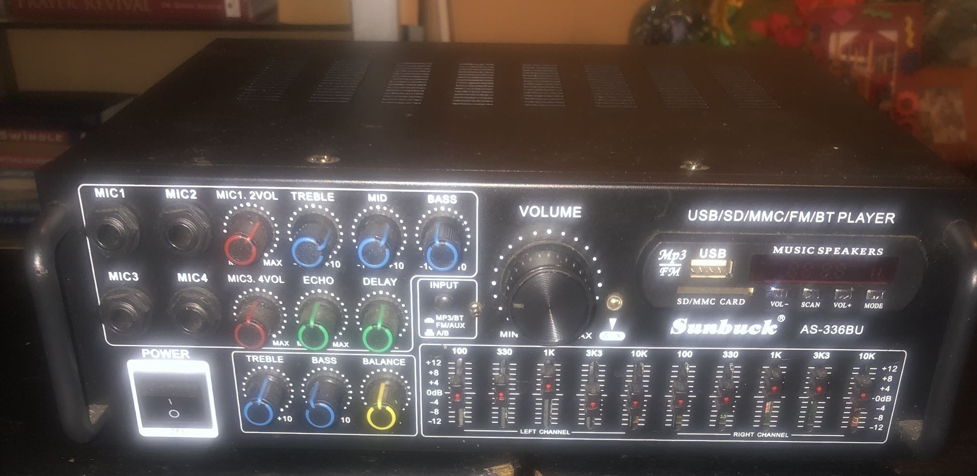 Sunbuck 2000W HIFI Power Amplifier Stereo Bluetooth 5.0 Karaoke FM USB EQ AUX