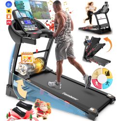 Famistar 5.1HP Folding Treadmill for Home with 15% Auto Incline, 300-400 LB Capacity, Portable Foldable Treadmill, FREE APP Control, Adjustable iPad H