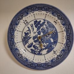 Churchill England Blue Willow Plate Clock Quartz Royal Dinner Sized Plate ;Not Works!