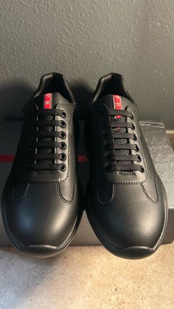 Prada Luna Rossa Black Leather Sneakers