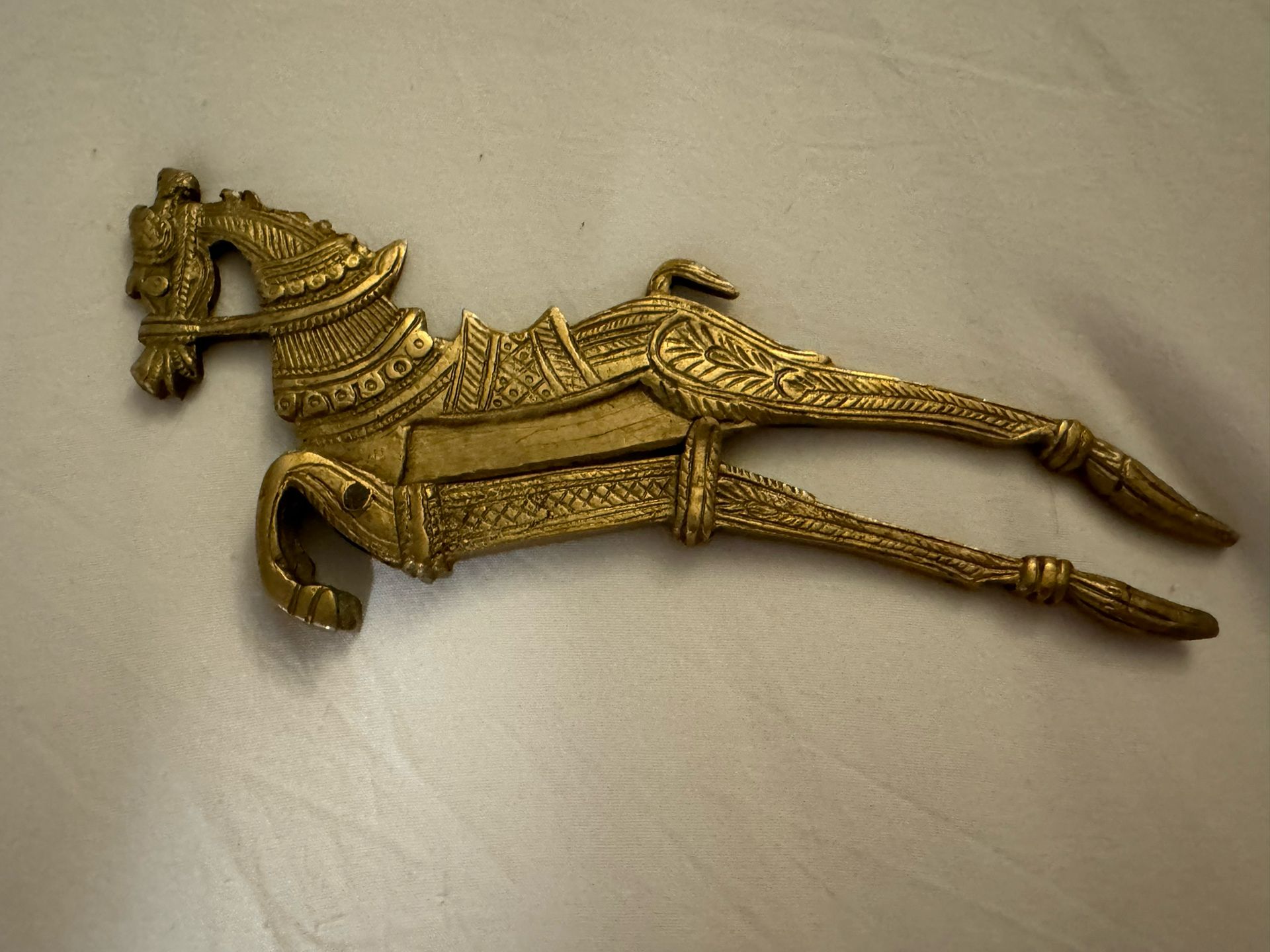 Antique Brass Horse Betel Nut Supari Cutter Ornate Chopping Tool Blade Borneo