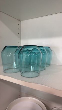 Teal Glass Drinking Glasses Set of 6