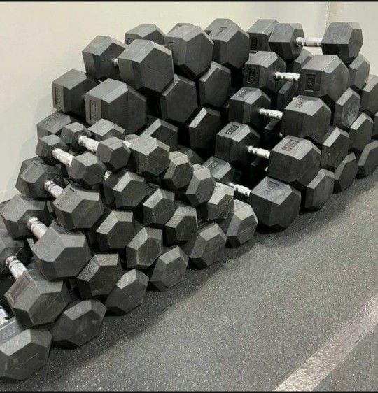 NEW Rubber Hex Dumbbells 5lb - 50lb Dumbbell Pairs Olympic Weights Home Gym Workout Equipment Fitness Weight Set 