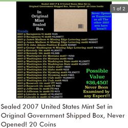 Unopened 2007 Government Issued Set
