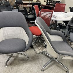 Steelcase Swivel Lounge Chairs- grey Fabric 