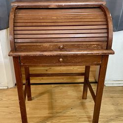 Small Wooden Roll Top Desk Or End Table