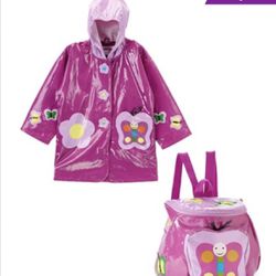 Vintage Kidorable Purple Butterfly Raincoat & Backpack