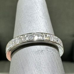 Platinum Princess Cut Diamond Ladies Wedding Band