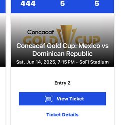 Gold Cup Tickets – Sec 444 Row 5 – 2 Seats Together!