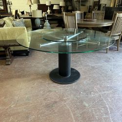 Copenhagen Contemporary Dining Table With Lazy Susan