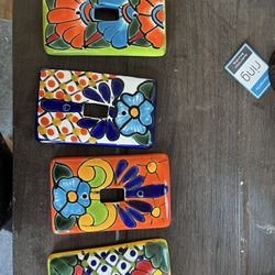 4 Ceramic Talavera Light Switch Covers 