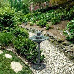 35 in. Tall Outdoor 3-Tiered Pedestal Water Fountain and Birdbath, Green $25