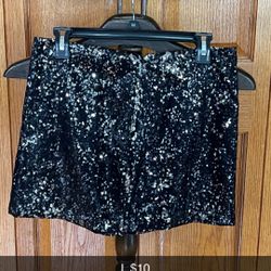 Womens Black Blingy Skirt Size L