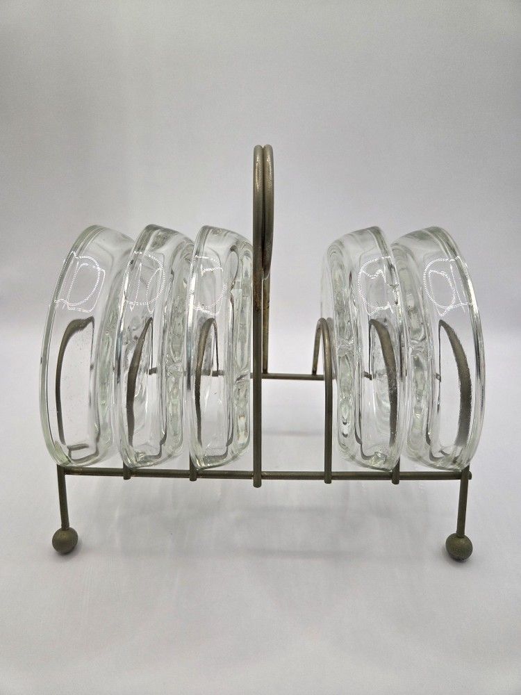 Vintage House Glass Coasters Set Of 5