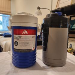 two Igloo water jugs, Legend 1 Quart Jug (left) and a Proformance 1/2 Gallon Jug (right), good condition 