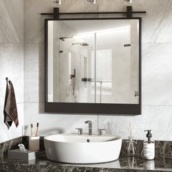 Bathroom Barn Door Vanity Mirror 24”x24”