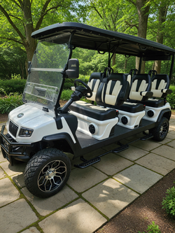 Evolution 6 Seater Golf Cart with Utility Trailer in like new condition