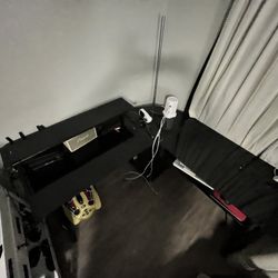 L Shaped Glass Computer Table.. Tempered Smoked!