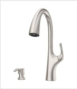 Pfister Ladera Single-Handle Pull Down Sprayer Kitchen Faucet with Soap Dispenser