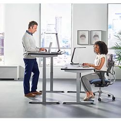 WorkPro® Electric 60"W Height-Adjustable Standing Desk with Wireless Charging, Black

