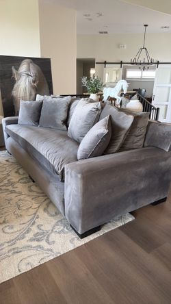Gray velvet couch