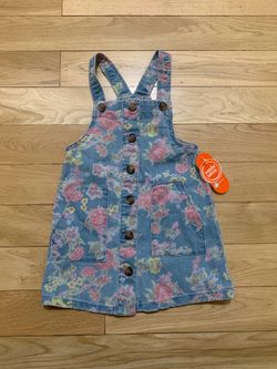 Jean Flowery Overall Dress Size 3T