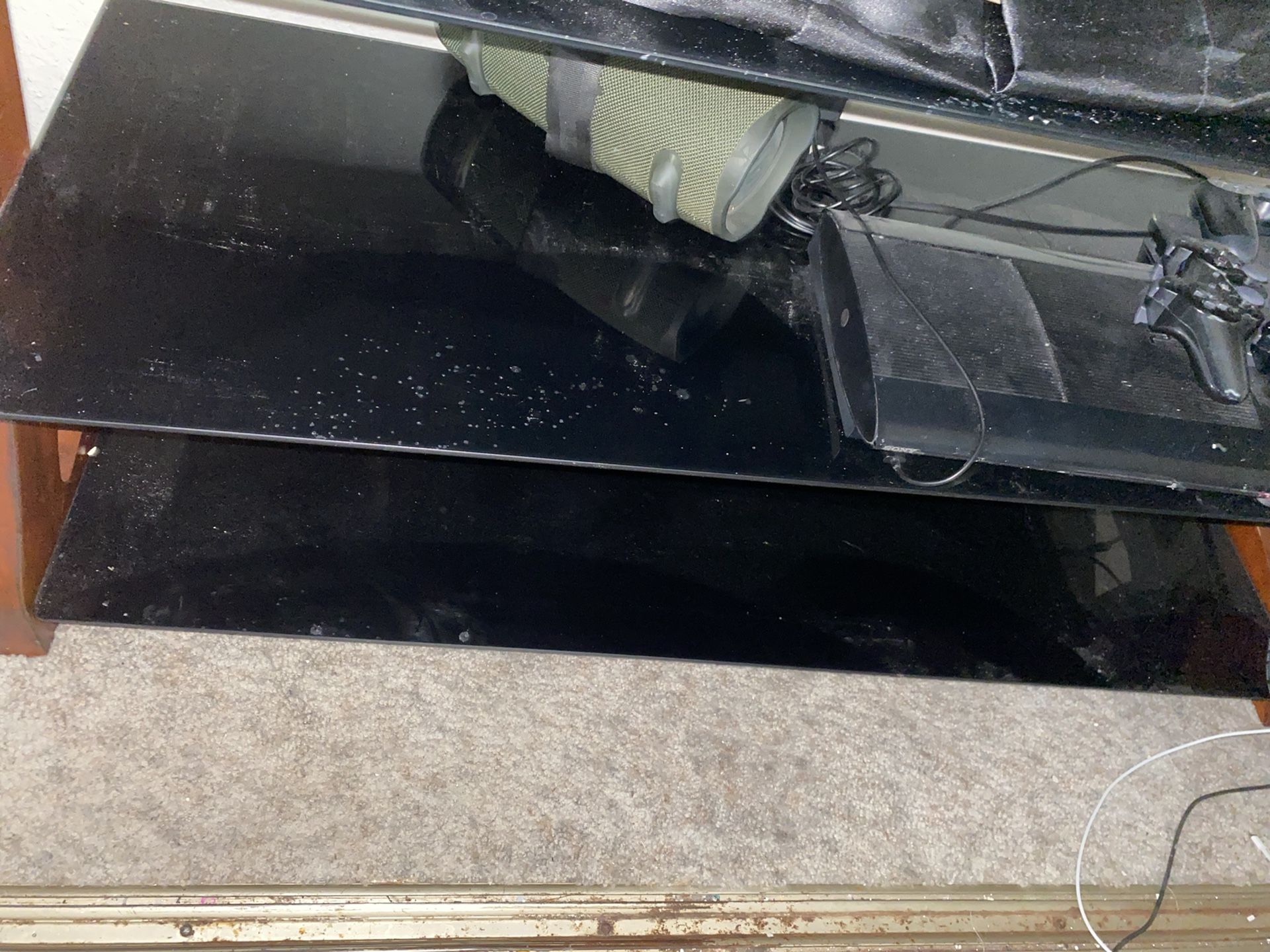 Black glass tv stand