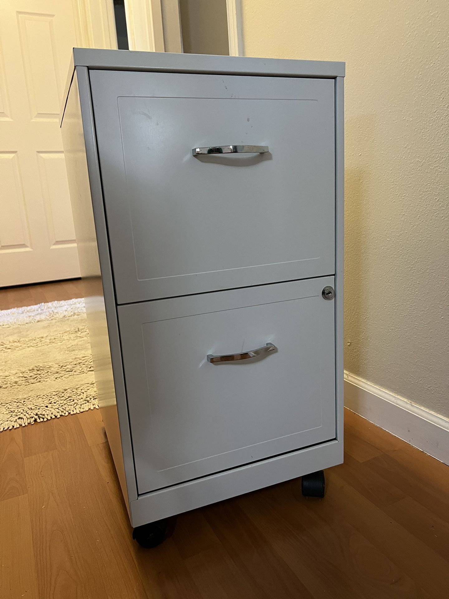 Steel File Cabinet w/wheels (26.5”x14”x18”)