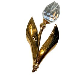 Swarovski Gold Tone Crystal Flower Brooch