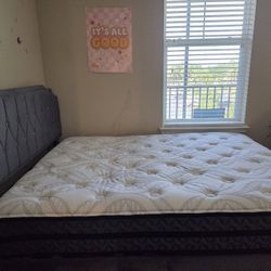 Queen Bed Frame With Mattresses 400$