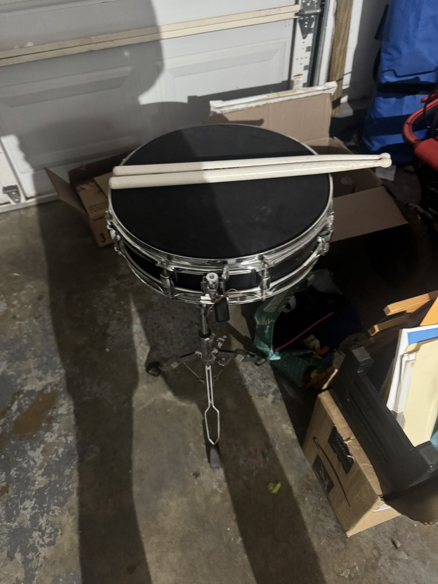 Snare With Stand And Snare Head And Sticks