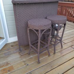 Bar Table and Two Chairs With Glass Shelves
