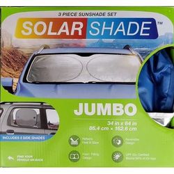 SOLAR SHADE JUMBO 34x64 - 3-Piece Sunshade Set - WINDSHIELD & 2 Side Shades ⭐️ NEW IN BOX ⭐️