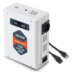 189#Step Down Voltage Converter, 3000VA, Heavy Duty Voltage Power Converter, 220V to 110V Power Transformer, with 2 US Outlets, USB Output, LCD Displa