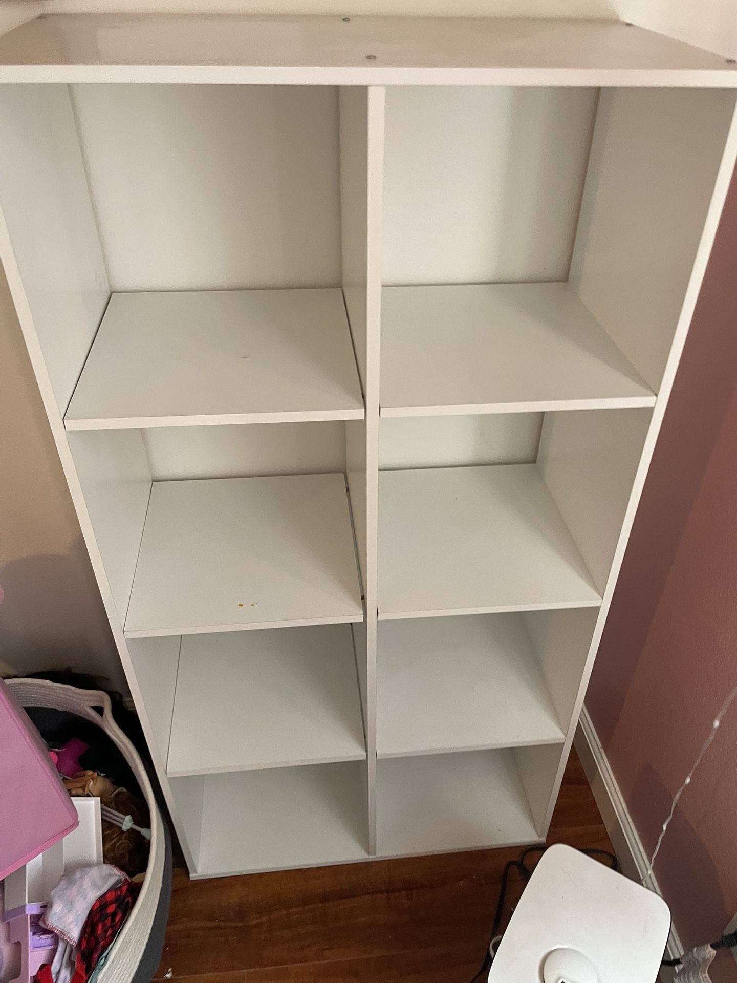 Two 8 Cube White Shelves