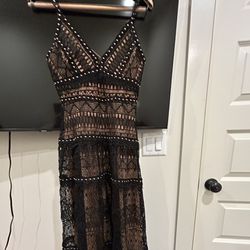Brand new fully lined black lace full length dress