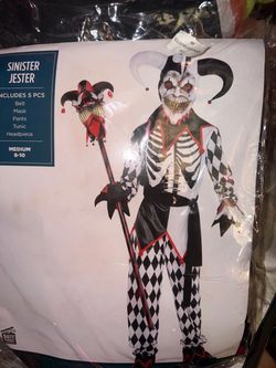 Evil jester boys costume