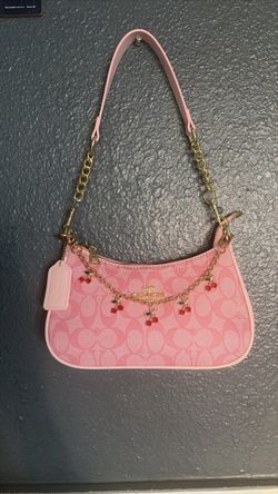 Coach Pink Signature Shoulder Bag with Cherry Charms