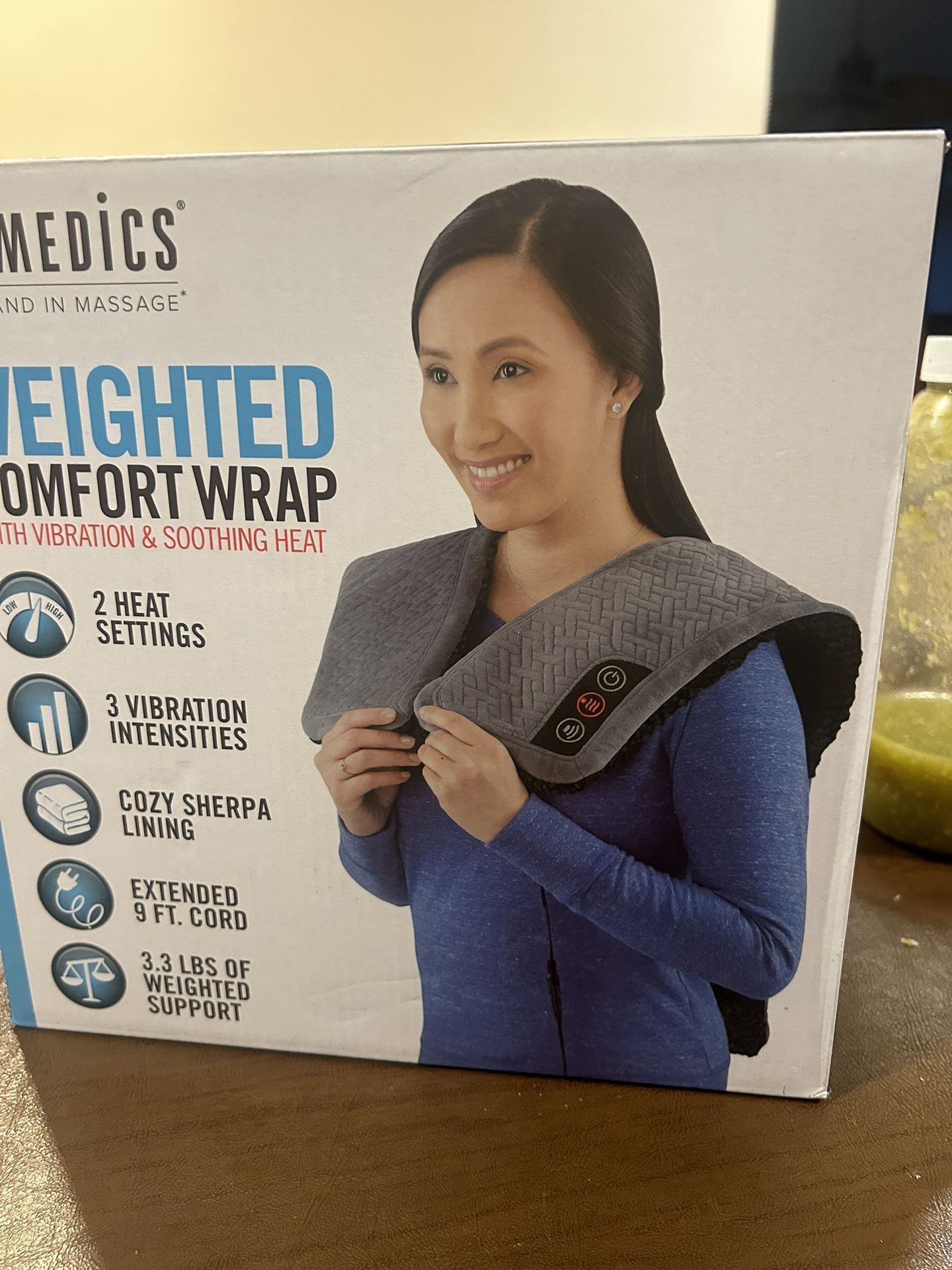 homedics weigthed comfort wrap with vibration and soothing
