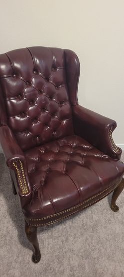Pair of Leather Wingback Chairs